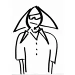 Kreskówka osoba z trójkąta włosy i okulary grafiki wektorowej